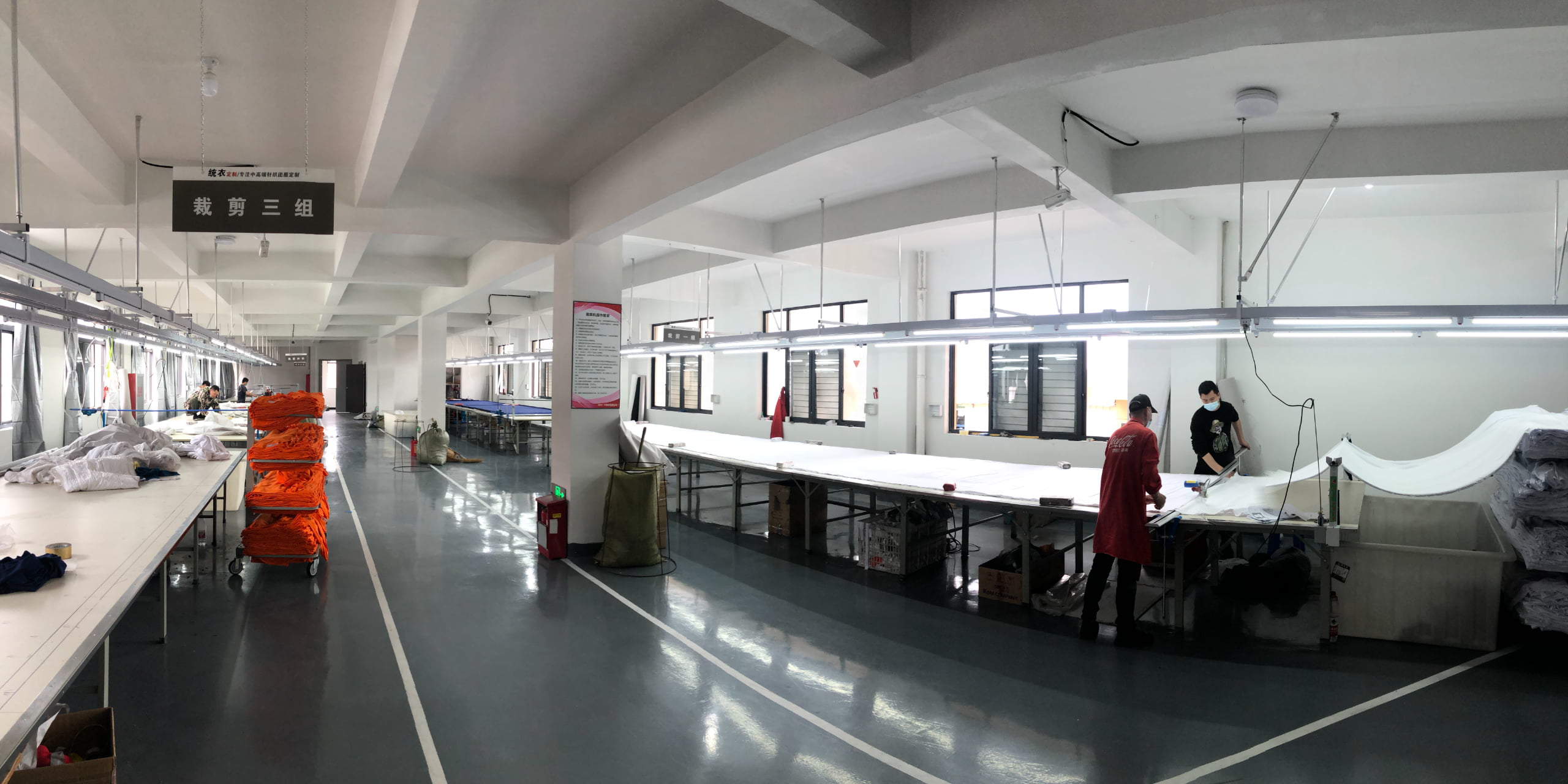 Garmentown fabric cutting department -- precision cutting process for T-shirts, polo shirts, hoodies and sweatpants manufacturing