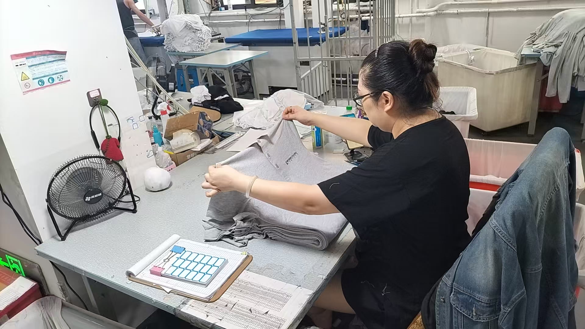 Quality control inspection area at Garmentown garment manufacturing facility in China