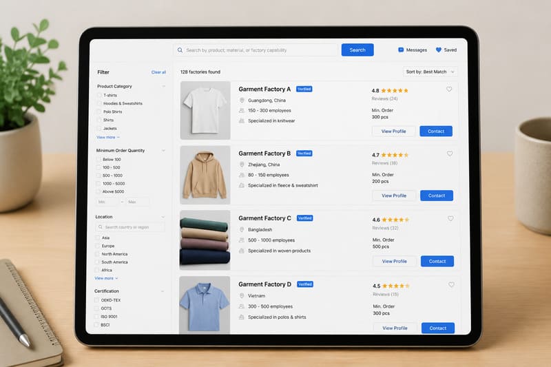 find clothing factories on online marketplaces
