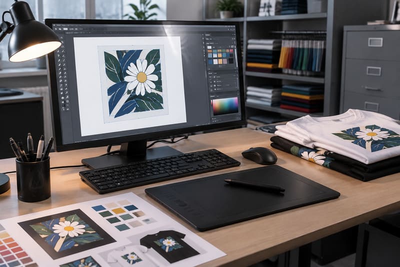 Vector artwork file being prepared for T-shirt printing machines