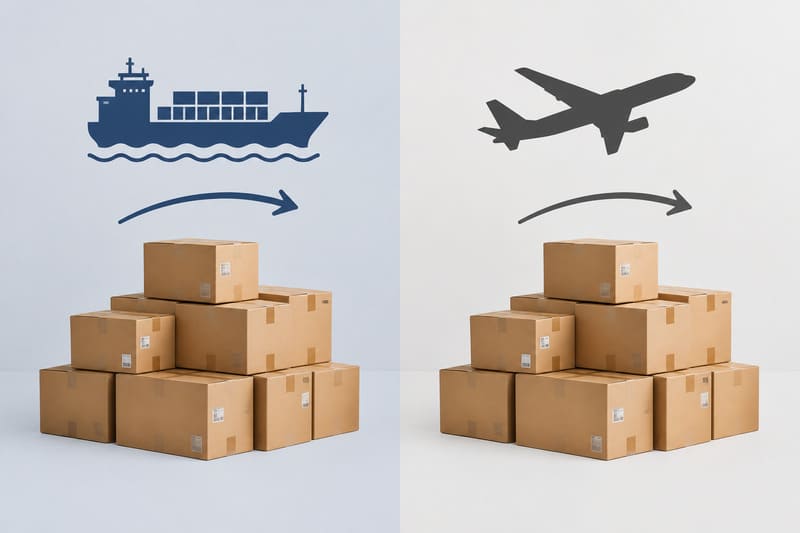 sea freight vs air freight cost for shipping t-shirts